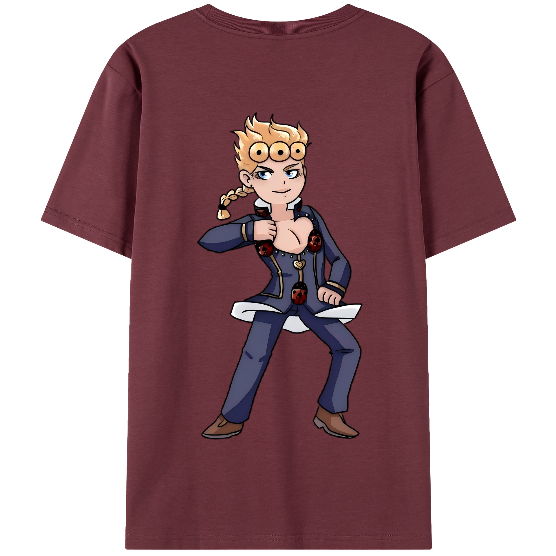 （画像用） ジョジョの奇妙な冒険 ジョルノ?ジョバァーナ JoJo's Bizarre Adventure Giorno Giovanna 綿100％半袖Tシャツ（背面プリント）